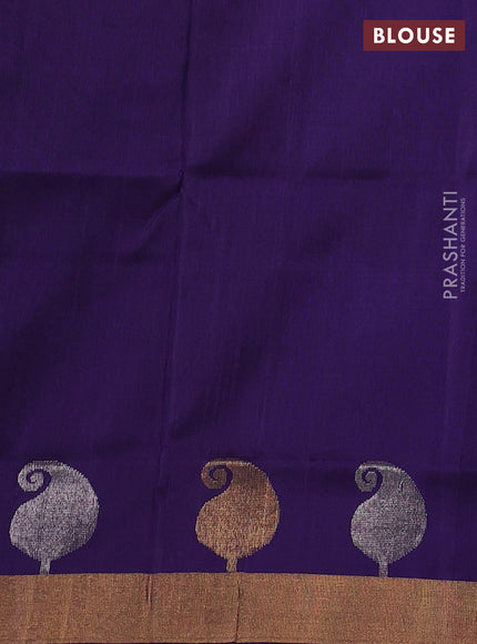 Pure uppada silk saree blue with silver & gold zari woven buttas and paisley zari woven butta border