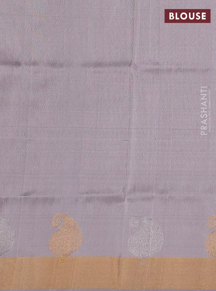 Pure uppada silk saree grey with silver & gold zari woven buttas and paisley zari woven butta border