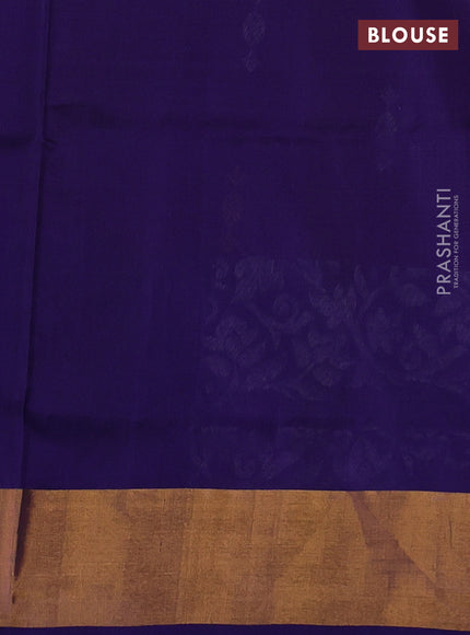 Pure uppada silk saree dual shade of maroon and blue with silver & gold zari woven buttas and long rich zari woven border