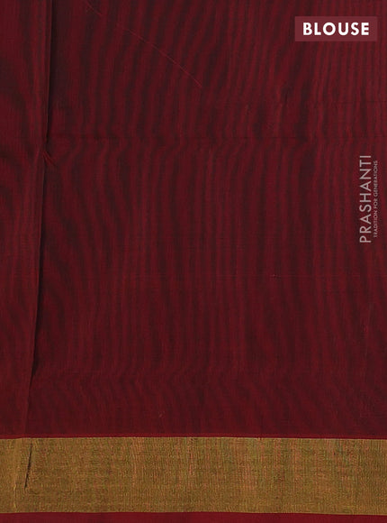 Pure uppada silk saree blue shade and maroon with silver & gold zari woven buttas and temple design zari woven border