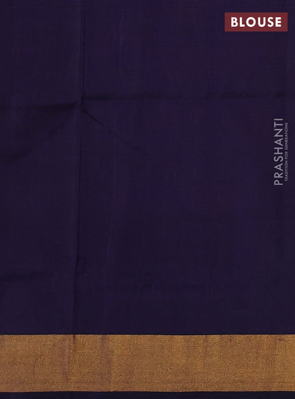 Pure uppada silk saree dual shade of maroon and navy blue with silver & gold zari woven buttas and temple design zari woven border