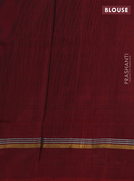 Pure uppada silk saree black and maroon with silver & gold zari woven buttas and zari woven simple border