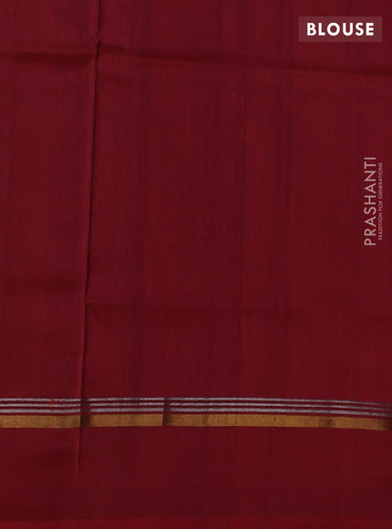 Pure uppada silk saree brown and maroon with silver & gold zari woven buttas and zari woven border