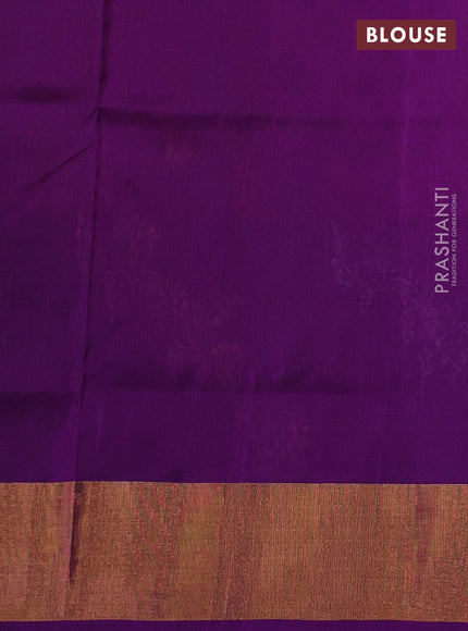 Pure uppada silk saree dual shade of maroon and violet with silver & gold zari woven buttas and zari woven border