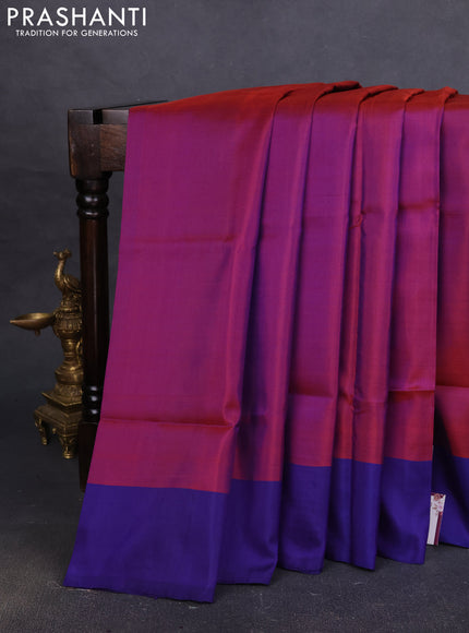Pure uppada silk saree maroon and blue with silver & gold zari woven coin buttas and simple border