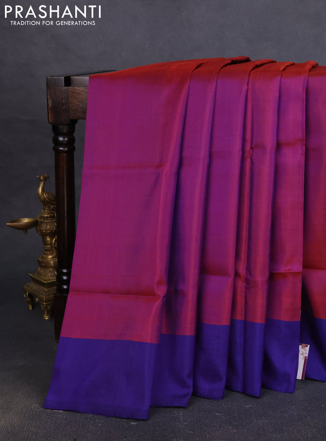 Pure uppada silk saree maroon and blue with silver & gold zari woven coin buttas and simple border