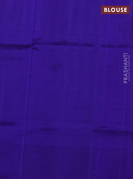 Pure uppada silk saree blue shade with silver & gold zari woven coin buttas and simple border