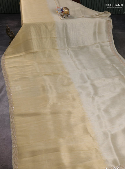 Tissue silk saree sandal with plain body and sequin work border