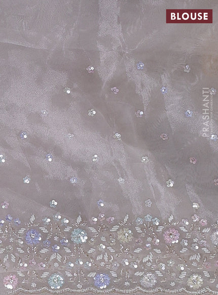 Organza silk saree grey with allover sequins embroidery