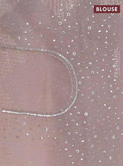 Crush tissue saree mild peach with allover sequins embroidery