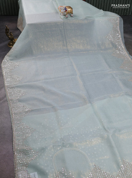 Crush tissue saree pastel green with allover sequins embroidery