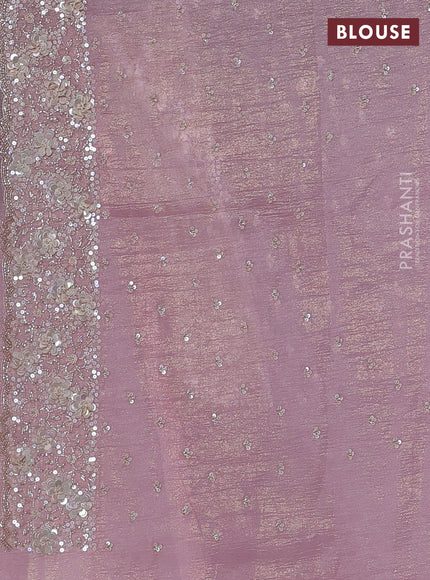 Crush tissue saree pastel pink with allover sequins embroidery