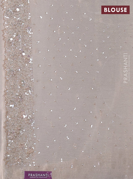 Crush tissue saree beige with allover sequins embroidery