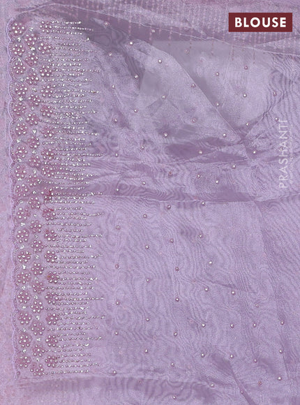 Organza silk saree lavender with allover stone work