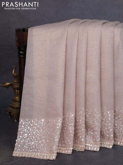 Crush tissue saree beige with allover sequins & stone work