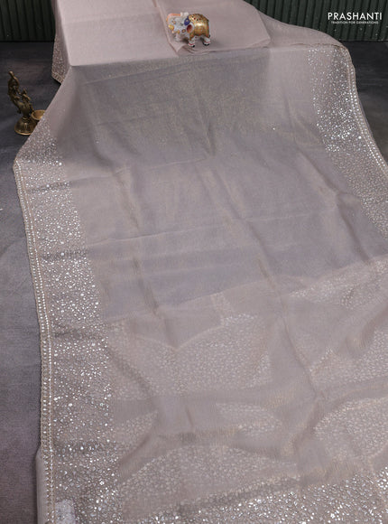 Crush tissue saree beige with allover sequins & stone work