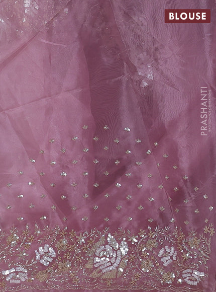 Organza silk saree pastel pink with allover sequins embroidery
