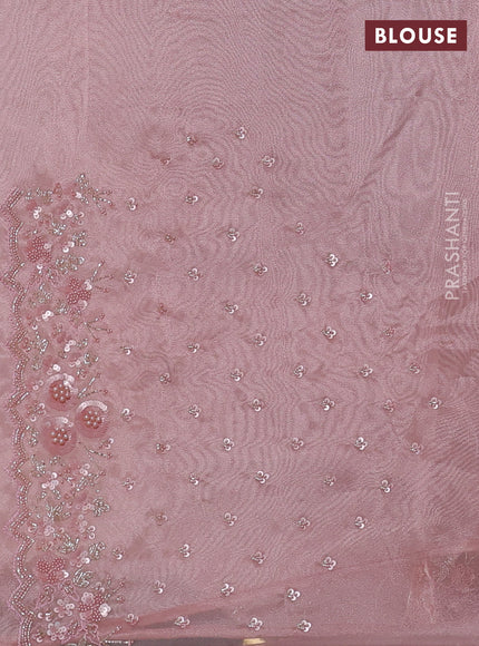 Organza silk saree peach shade with allover beads & sequin work
