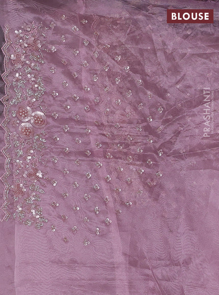 Organza silk saree pastel pink with allover beads & sequin work