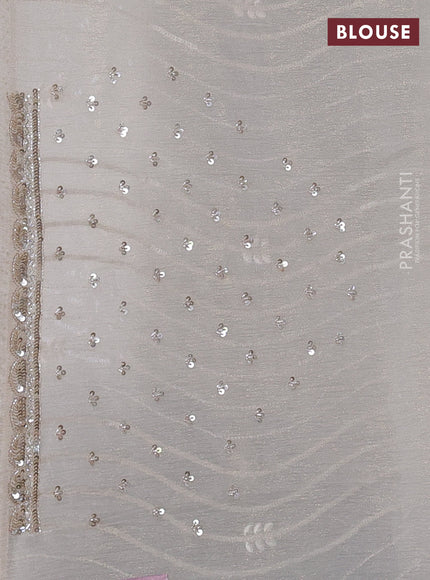 Crush tissue saree cream with allover sequins embroidery