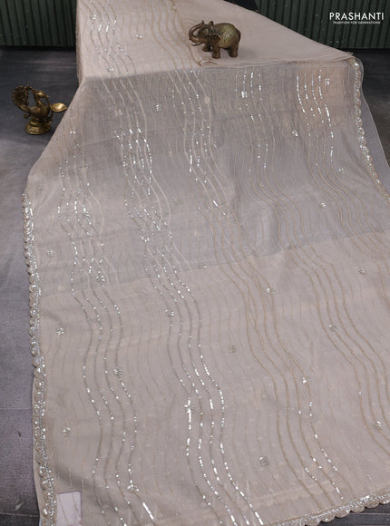 Crush tissue saree beige with allover beads & sequin work