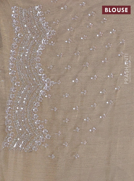 Crush tissue saree beige with allover sequins embroidery