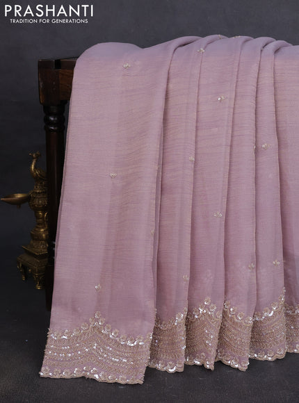 Crush tissue saree pastel lavender with allover sequins embroidery