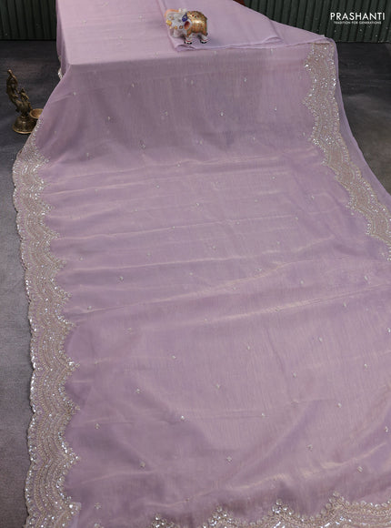 Crush tissue saree pastel lavender with allover sequins embroidery
