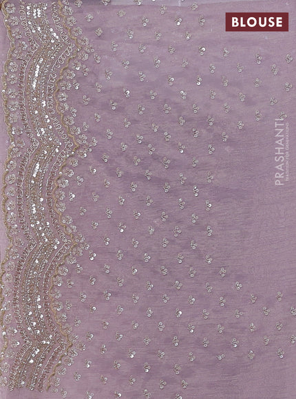 Crush tissue saree pastel lavender with allover sequins embroidery