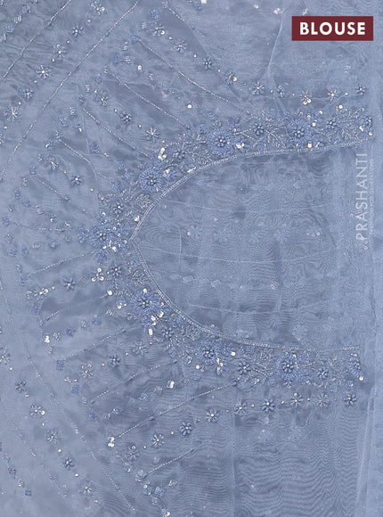 Organza silk saree pastel blue with allover sequins embroidery