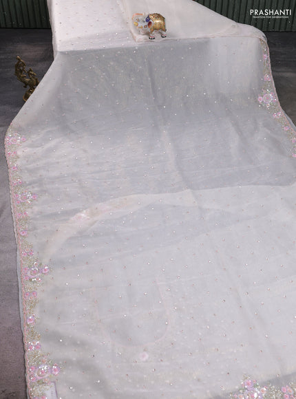Crush tissue saree cream with allover sequins embroidery