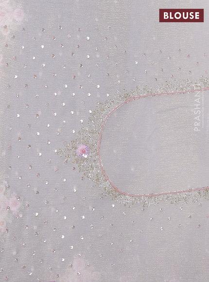 Crush tissue saree cream with allover sequins embroidery
