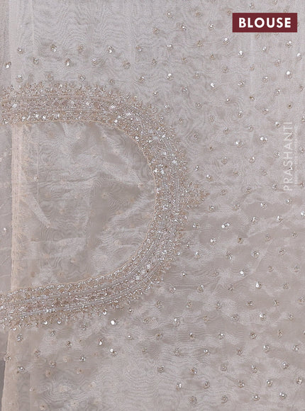 Organza silk saree beige with allover sequins embroidery