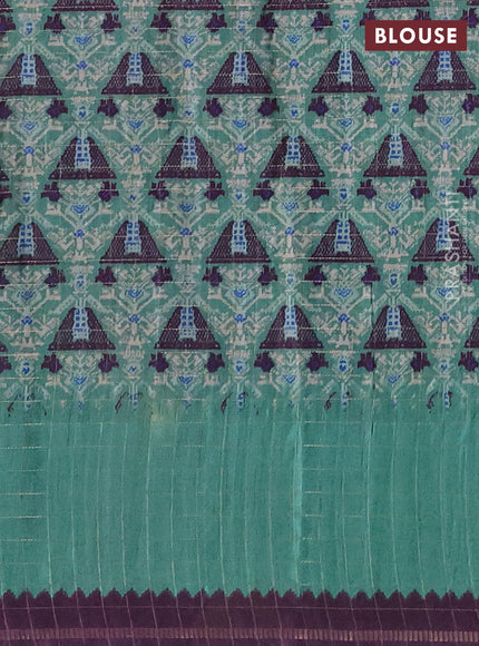 Semi tussar saree deep wine and teal green with plain body and temple design zari checked border