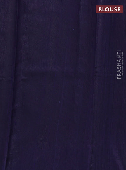 Pure dupion silk saree cs blue and navy blue with thread & zari woven leaf buttas and temple woven border