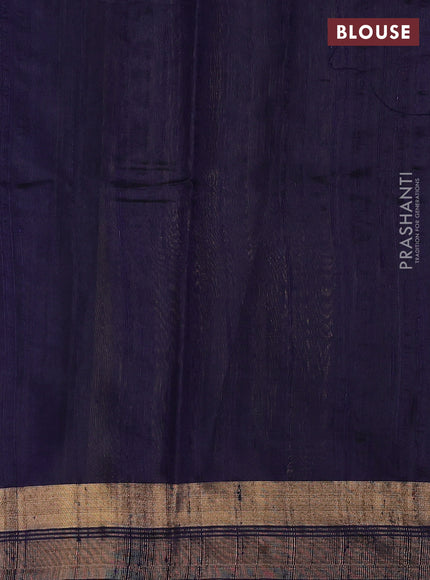 Pure dupion silk saree maroon and blue with woven buttas and temple woven border