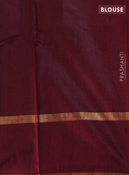 Pure dupion silk saree deep maroon with zari woven buttas and zari woven butta border