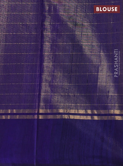 Pure dupion silk saree red and blue with allover zari checked pattern and zari woven butta border