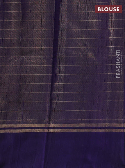 Pure dupion silk saree pink and blue with allover zari checked pattern and zari woven butta border