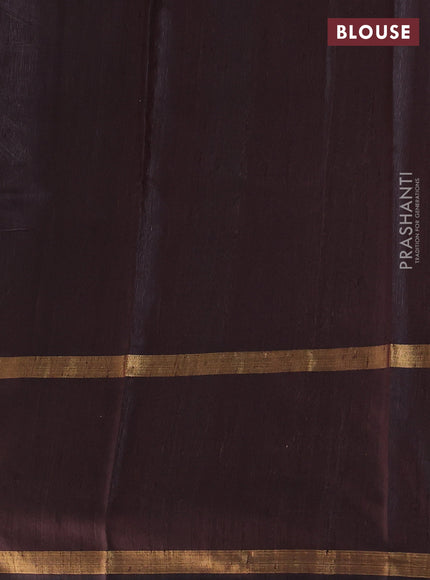 Pure dupion silk saree brown with zari woven buttas and rich zari woven border