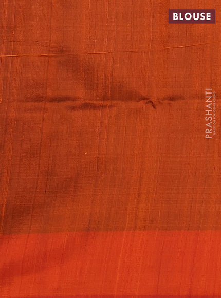 Pure dupion silk saree lavender and orange with plain body and temple woven border