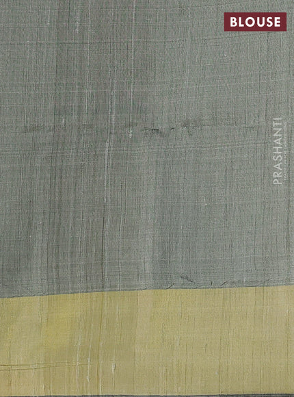 Pure dupion silk saree purple and grey with thread & zari woven buttas and temple design zari woven border