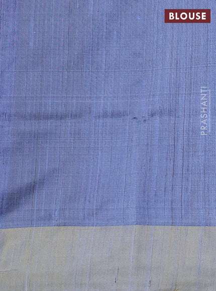 Pure dupion silk saree violet and blue with thread & zari woven buttas and temple design zari woven border