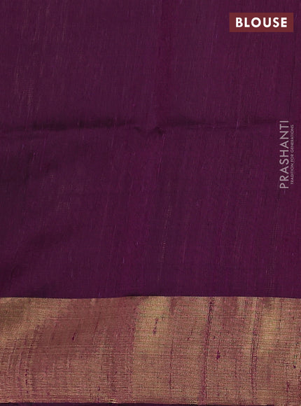 Pure dupion silk saree light green and purple with thread & zari woven buttas and temple design zari woven border