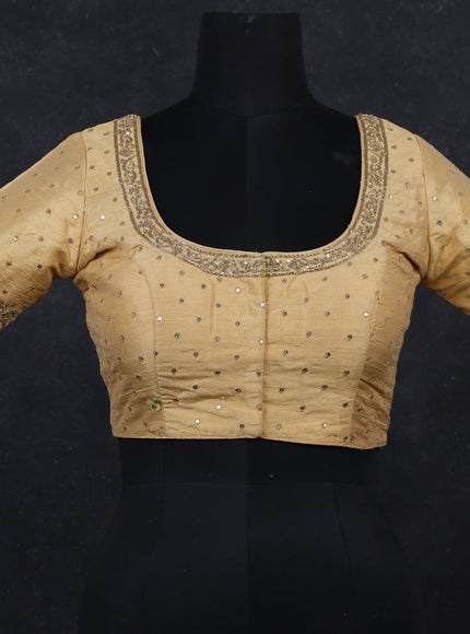 Sandal raw silk embroidery readymade blouse
