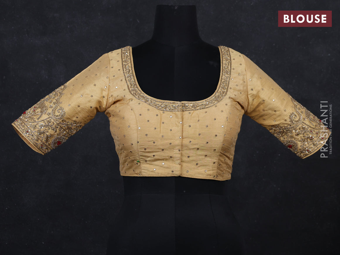 Sandal raw silk embroidery readymade blouse