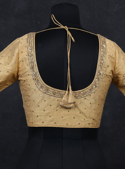Sandal raw silk embroidery readymade blouse