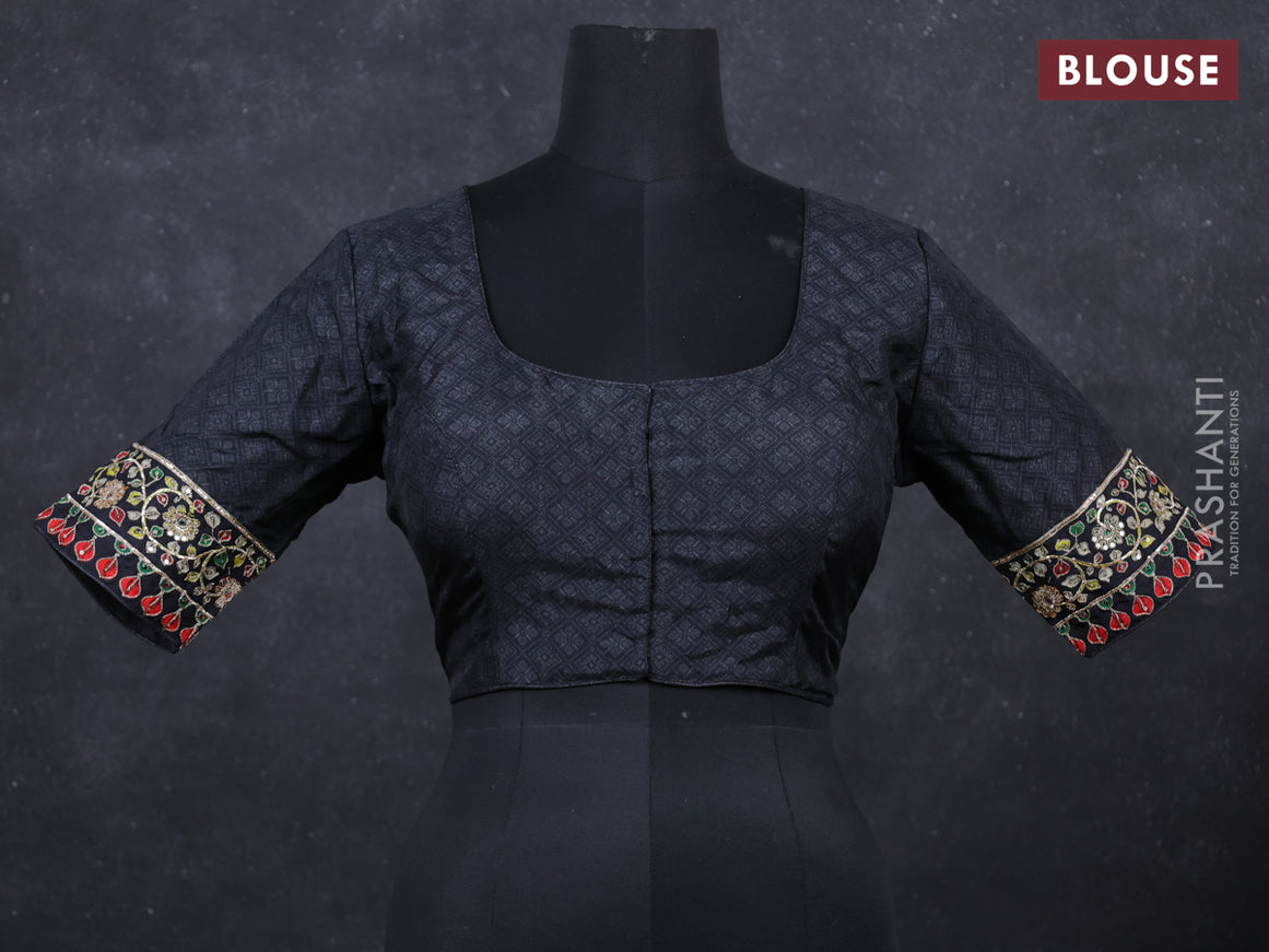 Black silk embroidery readymade blouse