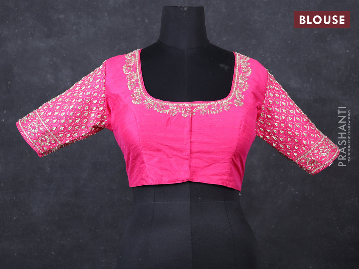 Pink raw silk Embroidery readymade blouse