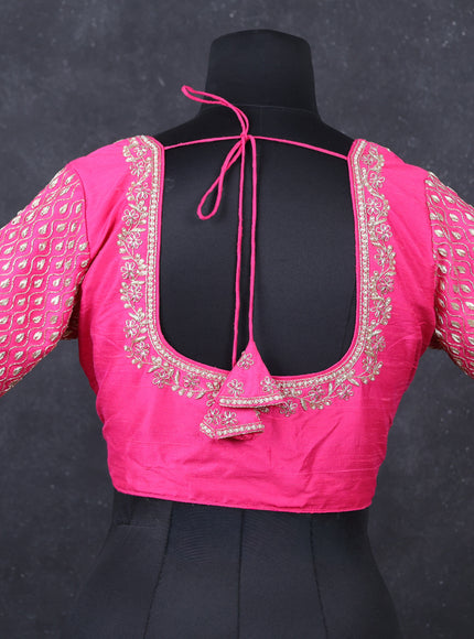Pink raw silk Embroidery readymade blouse
